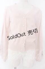 axes femme / サクラ刺繍チュール袖カーディガン F ピンク O-25-10-30-1047-AX-TO-OW-OS