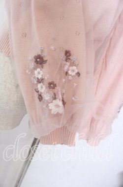 画像3: axes femme / サクラ刺繍チュール袖カーディガン F ピンク O-25-10-30-1047-AX-TO-OW-OS