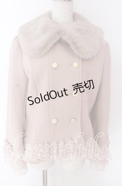 画像1: axes femme / 裾レースショートコート L ピンク O-25-10-30-1048-AX-CO-OW-OS