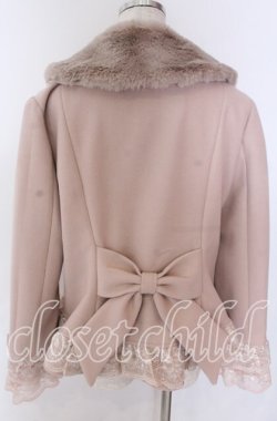 画像2: axes femme / 裾レースショートコート L ピンク O-25-10-30-1048-AX-CO-OW-OS