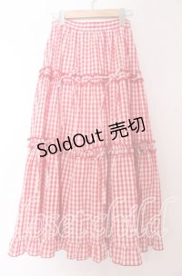 axes femme POETIQUE / ギンガムティアードスカート M アカ O-25-10-30-1058-AX-SK-OW-OS