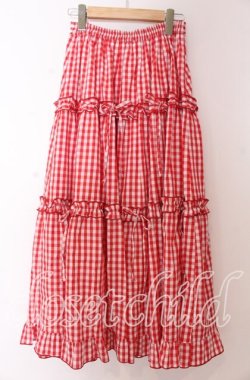 画像2: axes femme POETIQUE / ギンガムティアードスカート M アカ O-25-10-30-1058-AX-SK-OW-OS