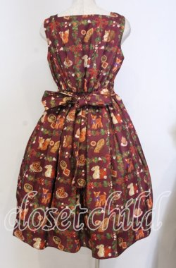 画像2: axes femme kawaii / 森のケーキ屋さん柄ジャンスカ M ワイン O-25-10-30-1006-AX-OP-OW-OS