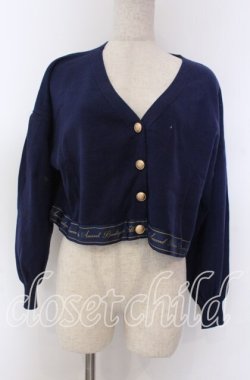 画像1: Amavel / Message Embroidery カーディガン  ネイビー O-25-10-30-1068-CA-TO-IG-OS