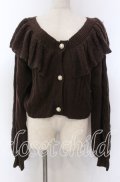 axes femme kawaii / フリル襟ショートニットカーデ M ブラウン O-25-10-30-1074-AX-TO-IG-OS