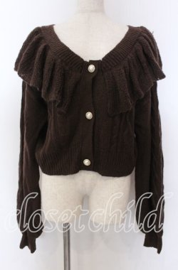画像1: axes femme kawaii / フリル襟ショートニットカーデ M ブラウン O-25-10-30-1074-AX-TO-IG-OS