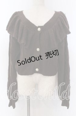 画像1: axes femme kawaii / フリル襟ショートニットカーデ M ブラウン O-25-10-30-1074-AX-TO-IG-OS