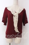 axes femme / レース付け襟ニットカーディガン  ワイン O-25-10-30-1075-AX-TO-IG-OS