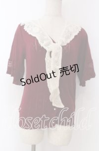 axes femme / レース付け襟ニットカーディガン  ワイン O-25-10-30-1075-AX-TO-IG-OS