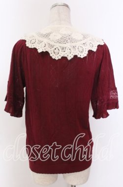 画像2: axes femme / レース付け襟ニットカーディガン  ワイン O-25-10-30-1075-AX-TO-IG-OS