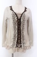 axes femme / レースアップカットソー M ベージュ O-25-10-30-1077-AX-TO-IG-OS