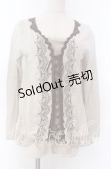 axes femme / レースアップカットソー M ベージュ O-25-10-30-1077-AX-TO-IG-OS