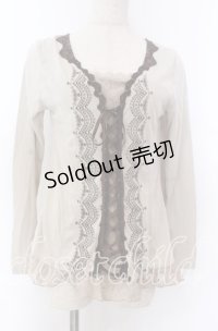 axes femme / レースアップカットソー M ベージュ O-25-10-30-1077-AX-TO-IG-OS