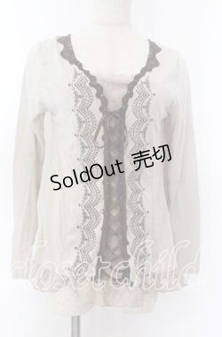 画像1: axes femme / レースアップカットソー M ベージュ O-25-10-30-1077-AX-TO-IG-OS