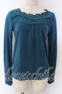 axes femme / フラワーレースカットソー M ターコイズ O-25-10-30-1078-AX-TO-IG-ZT127