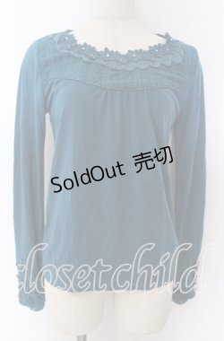 画像1: 【SALE】axes femme / フラワーレースカットソー M ターコイズ O-25-10-30-1078-AX-TO-IG-ZT127