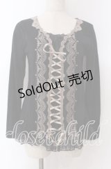 axes femme / レースアップカットソー  クロ O-25-10-30-1079-AX-TO-IG-OS