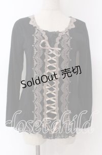 axes femme / レースアップカットソー  クロ O-25-10-30-1079-AX-TO-IG-OS