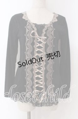 画像1: axes femme / レースアップカットソー  クロ O-25-10-30-1079-AX-TO-IG-OS