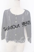 axes femme / レースフリル透かし編みカーディガン  ネイビー O-25-10-30-1082-AX-TO-IG-OS