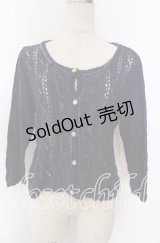 axes femme / レースフリル透かし編みカーディガン  ネイビー O-25-10-30-1082-AX-TO-IG-OS