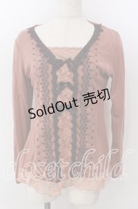 axes femme / 3つリボンカットソー  オレンジ O-25-10-30-1084-AX-TO-IG-OS