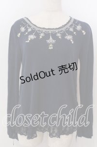 axes femme / シャンデリア刺繍カットソー M ネイビー O-25-10-30-1085-AX-TO-IG-OS