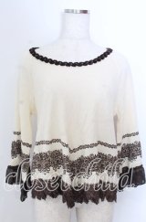 axes femme / フロッキープリントニットソー  アイボリー×ブラウン O-25-10-30-1086-AX-TO-IG-ZT057