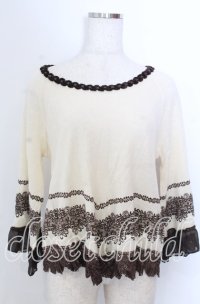 axes femme / フロッキープリントニットソー  アイボリー×ブラウン O-25-10-30-1086-AX-TO-IG-ZT057