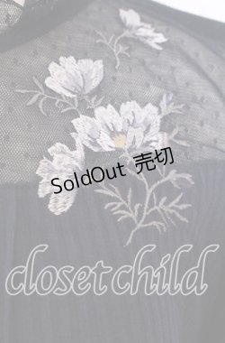 画像3: axes femme / 襟チュールフラワー刺繍トップス M ネイビー O-25-10-30-1087-AX-TO-IG-OS