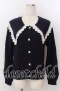 axes femme / ビッグ襟ニットカーデ M ネイビー O-25-10-30-1103-AX-TO-IG-OS
