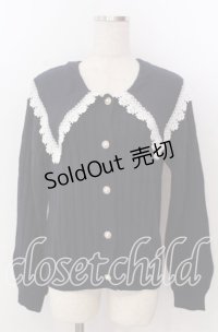 axes femme / ビッグ襟ニットカーデ M ネイビー O-25-10-30-1103-AX-TO-IG-OS