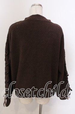 画像2: axes femme / レースアップ袖ニットカーディガン M ブラウン O-25-10-30-1104-AX-TO-IG-OS