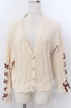 画像1: axes femme POETIQUE / モールショートカーディガン  アイボリー O-25-10-30-1106-AX-TO-IG-OS