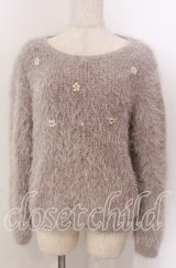axes femme POETIQUE / お花パールラメ糸シャギーニット  グレー O-25-10-30-1107-AX-TO-IG-OS