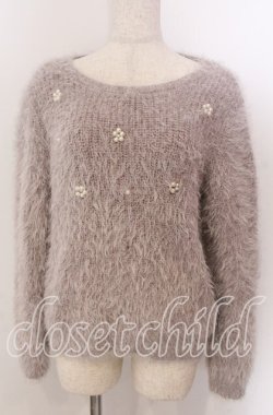 画像1: axes femme POETIQUE / お花パールラメ糸シャギーニット  グレー O-25-10-30-1107-AX-TO-IG-OS