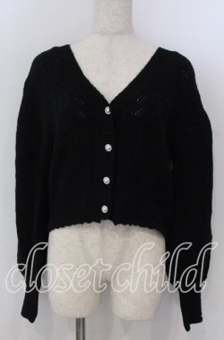 画像1: axes femme / 透かし編みふわふわニットカーディガン F クロ O-25-10-30-1109-AX-TO-IG-OS