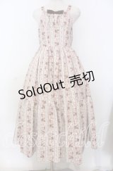 axes femme kawaii / ストライプローズ柄ジャンスカ M ベージュ O-25-10-30-1010-AX-OP-OW-OS