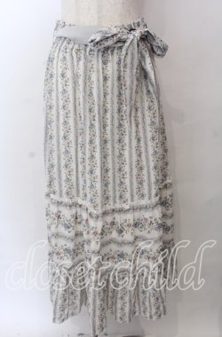 画像1: axes femme / ストライプフラワー柄スカート  アイボリー O-25-10-30-1113-AX-SK-IG-OS