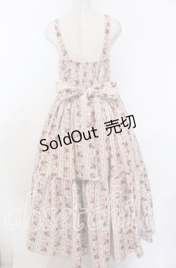 画像3: axes femme kawaii / ストライプローズ柄ジャンスカ M ベージュ O-25-10-30-1010-AX-OP-OW-OS