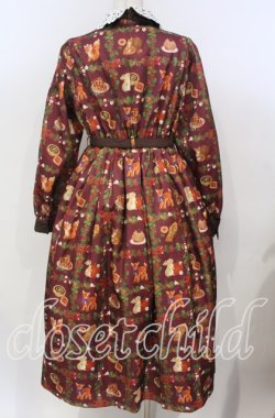 画像3: axes femme kawaii / 森のケーキ屋さん柄ワンピース M ワイン O-25-10-30-1001-AX-OP-OW-OS