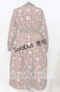 画像3: axes femme kawaii / 森のケーキ屋さん柄ワンピース M ワイン O-25-10-30-1001-AX-OP-OW-OS
