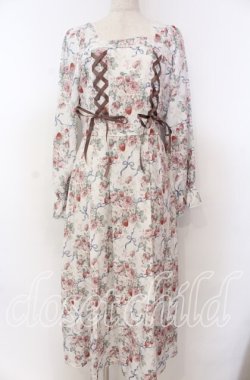 画像1: axes femme / フレーズローズ柄ワンピース F キナリ O-25-10-30-1016-AX-OP-OW-OS