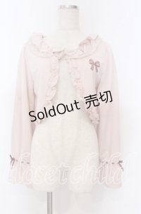 axes femme / リボン刺繍レースフリルボレロ F ピンク O-25-10-30-1018-AX-TO-OW-OS