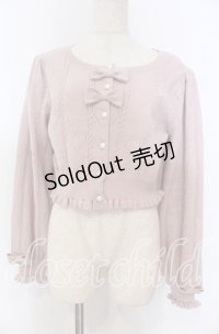 axes femme kawaii / ハート透かし長袖ニットカーデ M ピンク O-25-10-30-1019-AX-TO-OW-OS