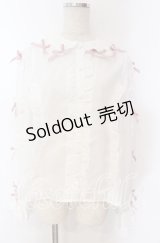 Chalmiere / フリルブラウス M シロ×ピンク O-25-10-30-1022-LO-BL-OW-OS