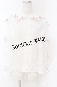 Chalmiere / フリルブラウス M シロ×ピンク O-25-10-30-1022-LO-BL-OW-OS