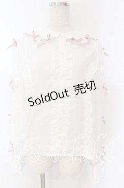 画像1: Chalmiere / フリルブラウス M シロ×ピンク O-25-10-30-1022-LO-BL-OW-OS