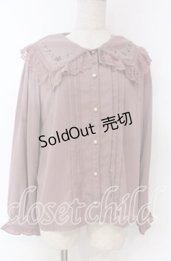 画像1: axes femme POETIQUE / フラワークロス刺繍ブラウス M ピンク O-25-10-30-1025-AX-BL-OW-OS