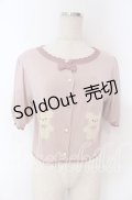 axes femme Kawaii / クマ柄半袖ニットカーディガン M ピンク O-25-10-30-1027-AX-TO-OW-OS